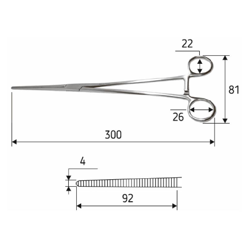 Затискач судинний прямий, Rochester Pean, довжина, 30 см, J-17-108. Surgicon